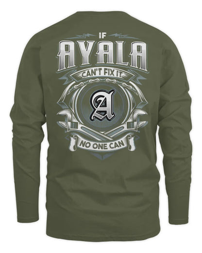 AYALA AP81-K4-626 - Personalized Ahmed Quote Apparel “If Ahmed Can't Fix It, No One Can” - Men's Long Sleeved T-Shirt - Military Green