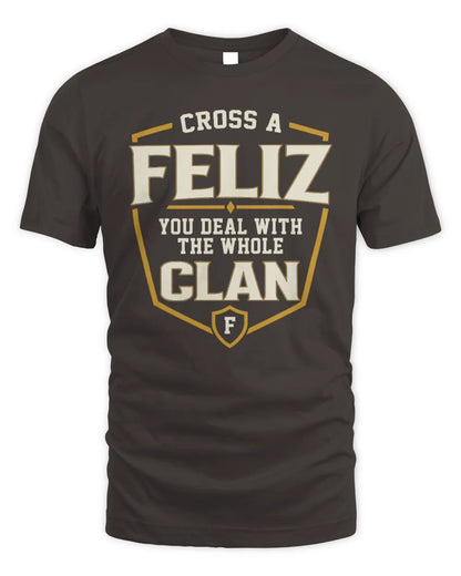 FELIZ NT1-K008 Cross A/An NAME, You Deal With the Whole Clan | Personalized Vintage T-Shirt - Unisex Standard T-Shirt - Dark Chocolate