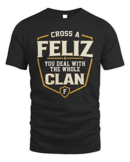 FELIZ NT1-K008 Cross A/An NAME, You Deal With the Whole Clan | Personalized Vintage T-Shirt - Unisex Standard T-Shirt - Black