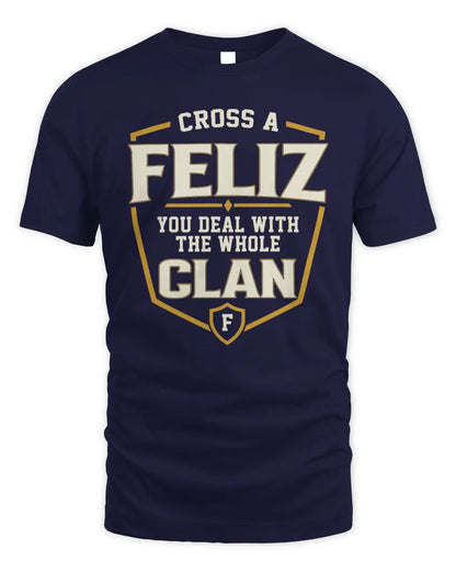 FELIZ NT1-K008 Cross A/An NAME, You Deal With the Whole Clan | Personalized Vintage T-Shirt - Unisex Standard T-Shirt - Navy