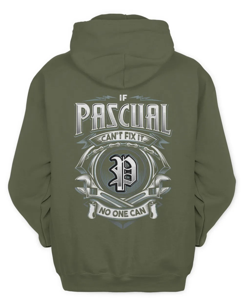 PASCUAL AP81-K4-626 - Personalized Ahmed Quote Apparel “If Ahmed Can't Fix It, No One Can” - Unisex Hoodie - Military Green