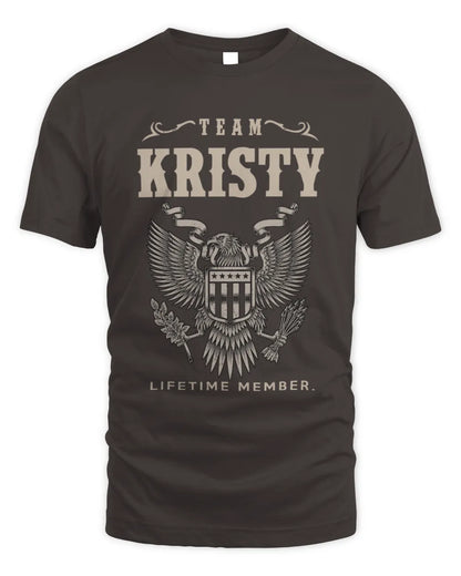 KRISTY TP06-K82 – Personalized Classic Style Apparel “Team NAME Lifetime Member” - Unisex Standard T-Shirt - Dark Chocolate