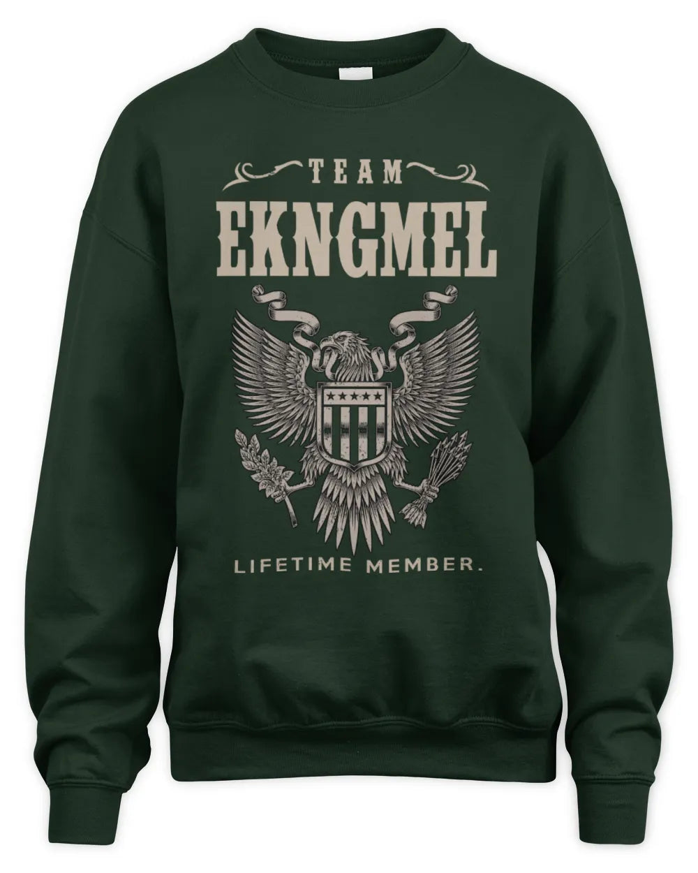 EKNGMEL TP06-K82 – Personalized Classic Style Apparel “Team NAME Lifetime Member” - Unisex Sweatshirt - Forest Green
