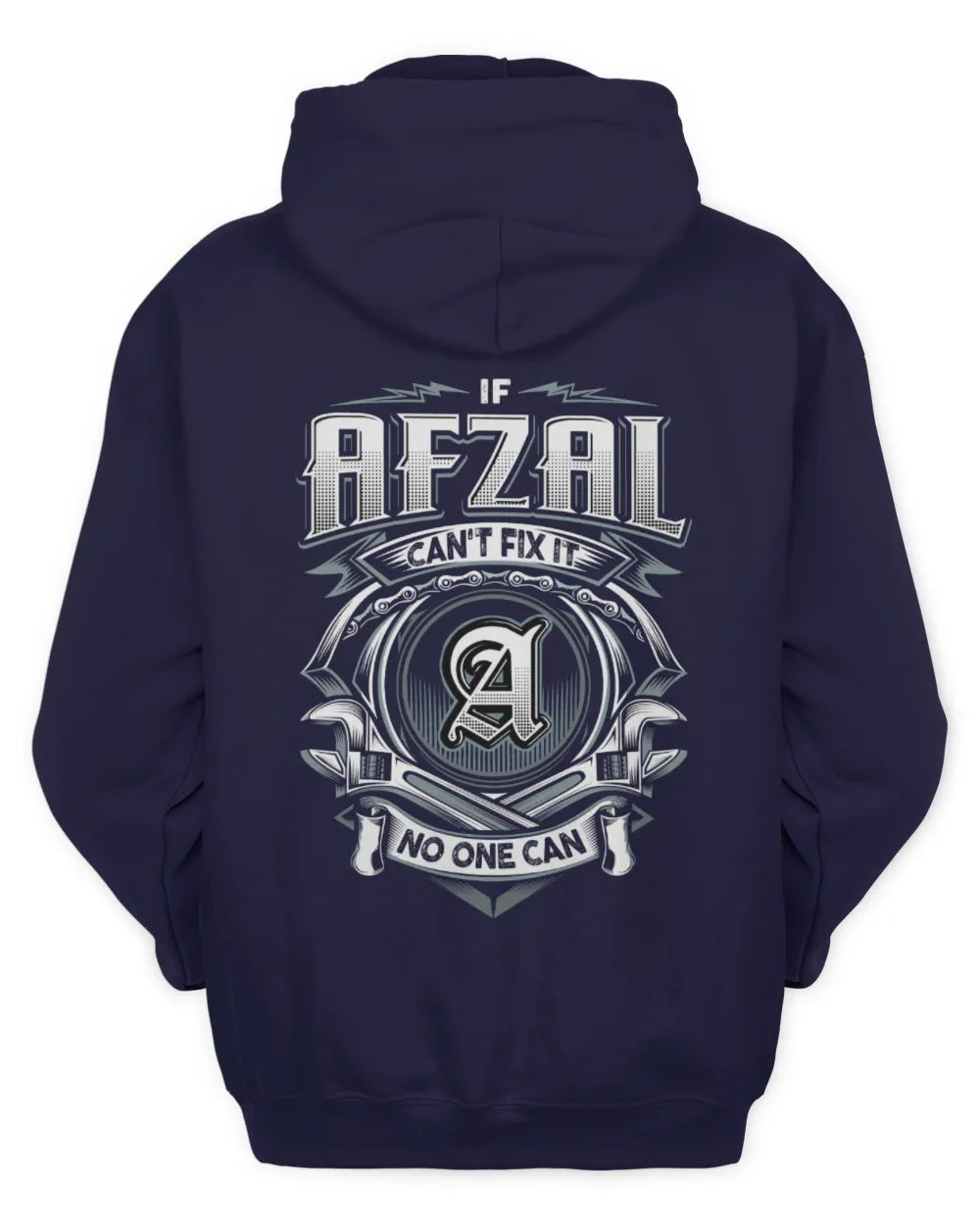AFZAL AP81-K4-626 - Personalized Ahmed Quote Apparel “If Ahmed Can't Fix It, No One Can” - Unisex Hoodie - Navy