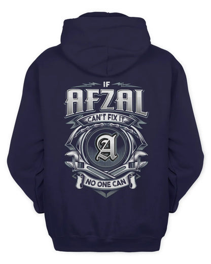 AFZAL AP81-K4-626 - Personalized Ahmed Quote Apparel “If Ahmed Can't Fix It, No One Can” - Unisex Hoodie - Navy