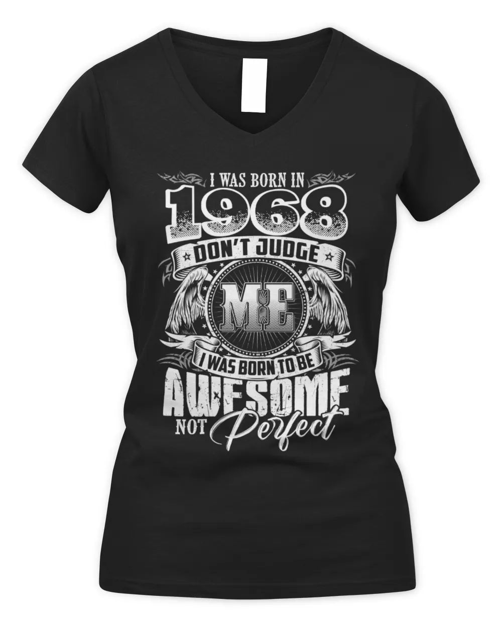 1968 HH89-K2 – Awesome Birth Year Quote T-Shirt - Women's V-Neck T-Shirt - Black