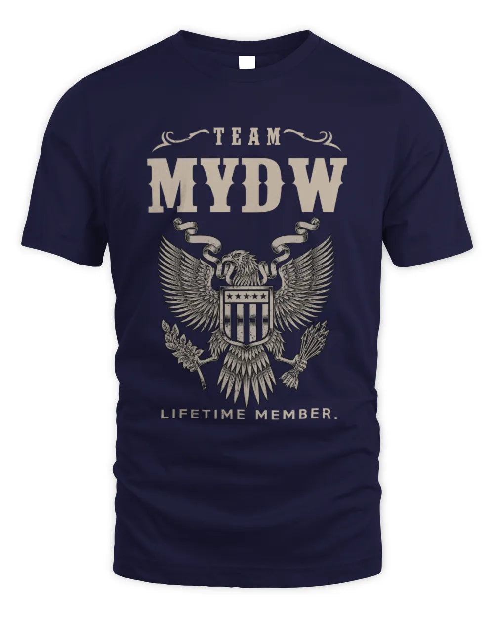 MYDW TP06-K82 – Personalized Classic Style Apparel “Team NAME Lifetime Member” - Unisex Standard T-Shirt - Navy