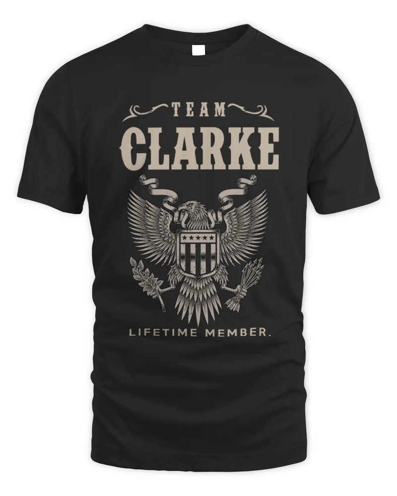 CLARKE TP06-K82 – Personalized Classic Style Apparel “Team NAME Lifetime Member” - Unisex Standard T-Shirt - Black