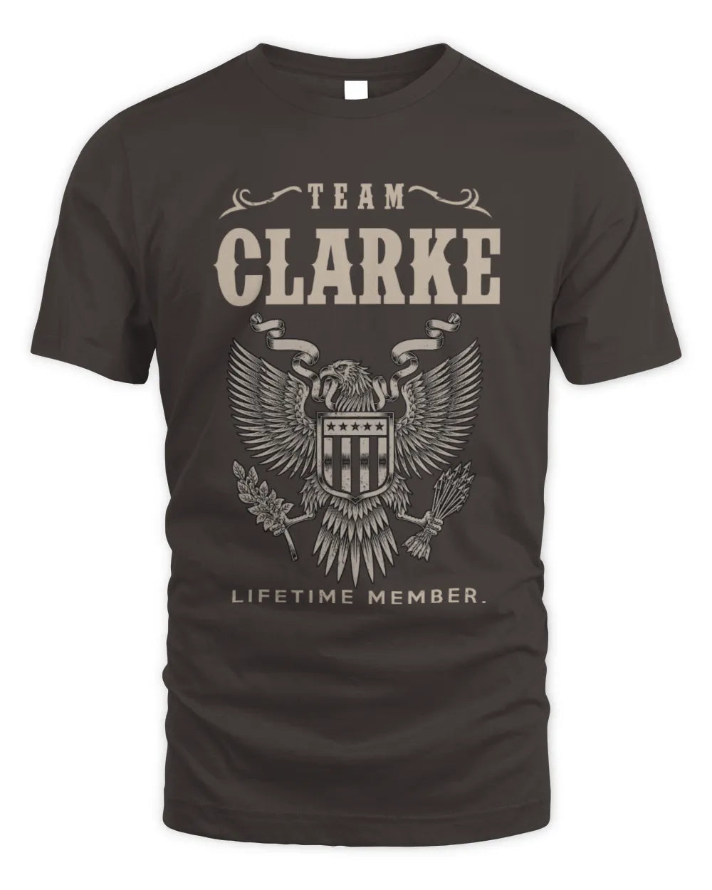 CLARKE TP06-K82 – Personalized Classic Style Apparel “Team NAME Lifetime Member” - Unisex Standard T-Shirt - Dark Chocolate