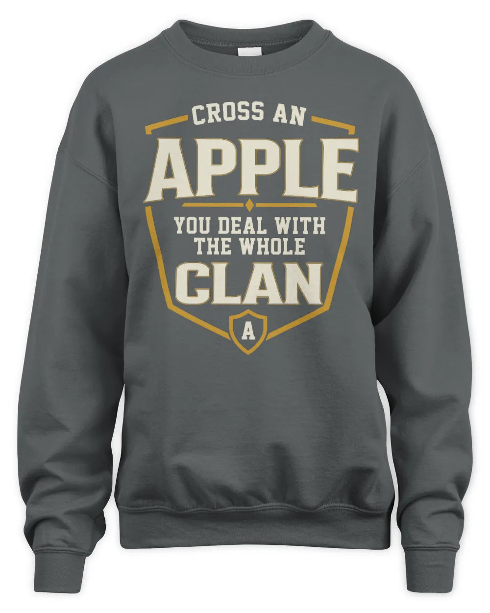 APPLE NT1-K008 Cross A/An NAME, You Deal With the Whole Clan | Personalized Vintage T-Shirt - Unisex Sweatshirt - Charcoal