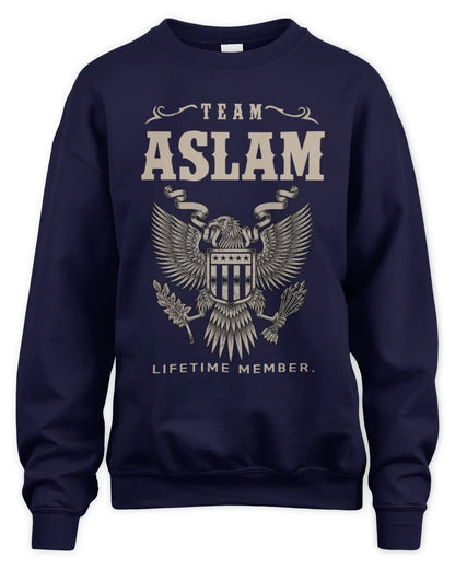 ASLAM TP06-K82 – Personalized Classic Style Apparel “Team NAME Lifetime Member” - Unisex Sweatshirt - Navy