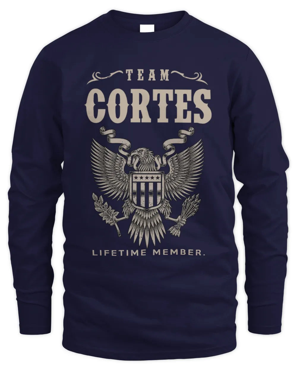 CORTES TP06-K82 – Personalized Classic Style Apparel “Team NAME Lifetime Member” - Men's Long Sleeved T-Shirt - Navy