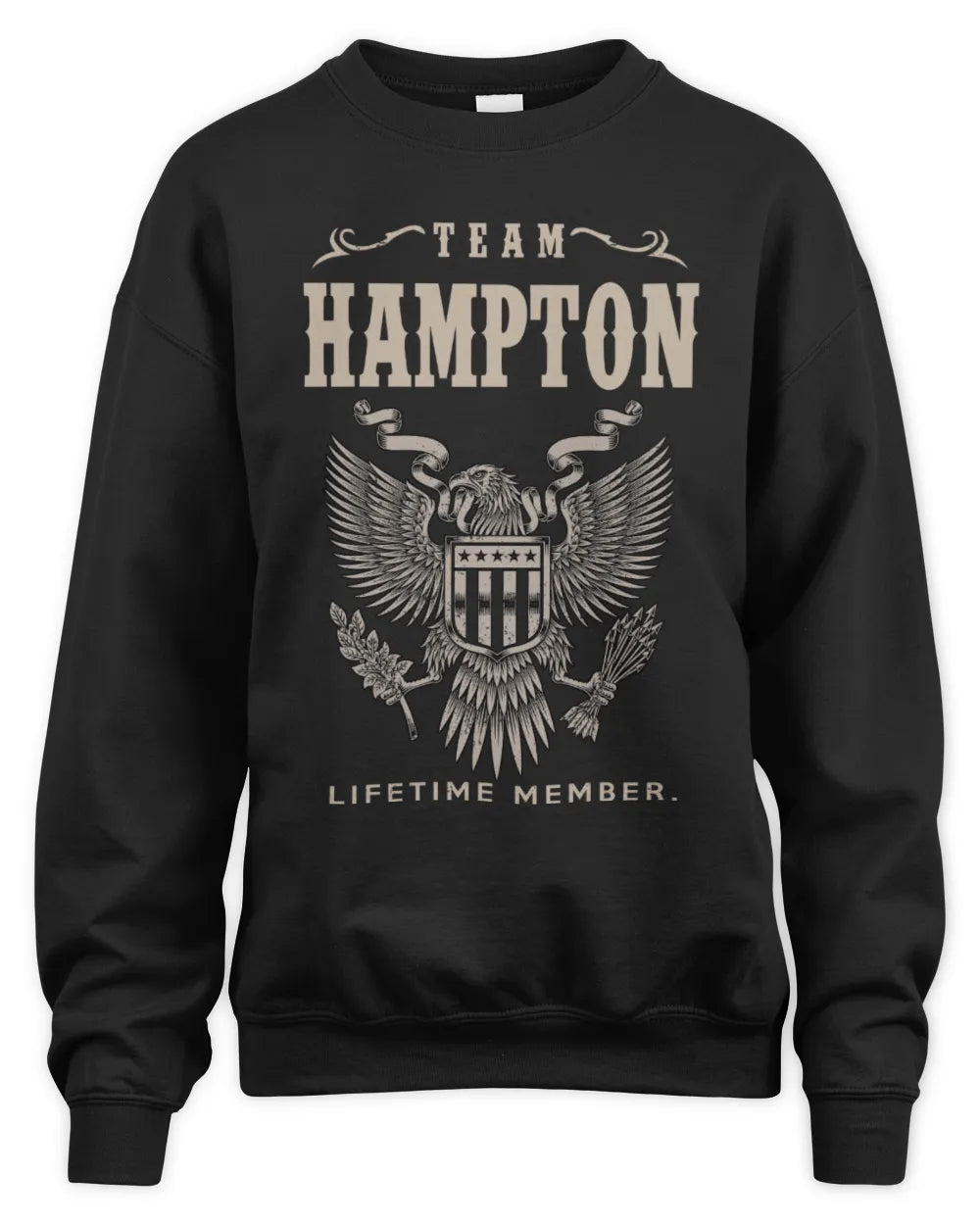 HAMPTON TP06-K82 – Personalized Classic Style Apparel “Team NAME Lifetime Member” - Unisex Sweatshirt - Black