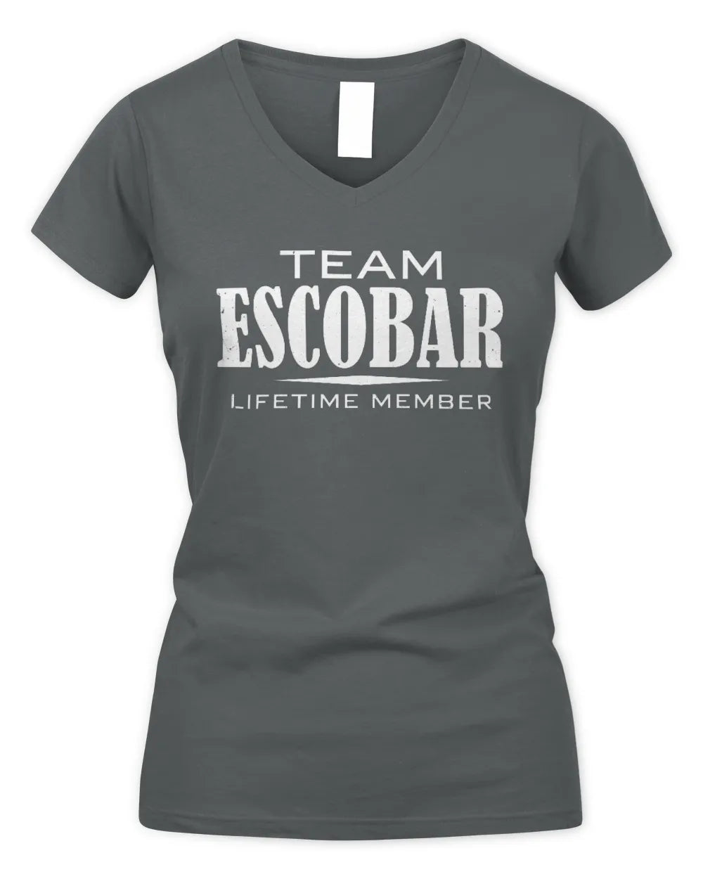ESCOBAR BL62-K4-128 - Personalized “Team NAME Lifetime Member” - Women's V-Neck T-Shirt - Charcoal