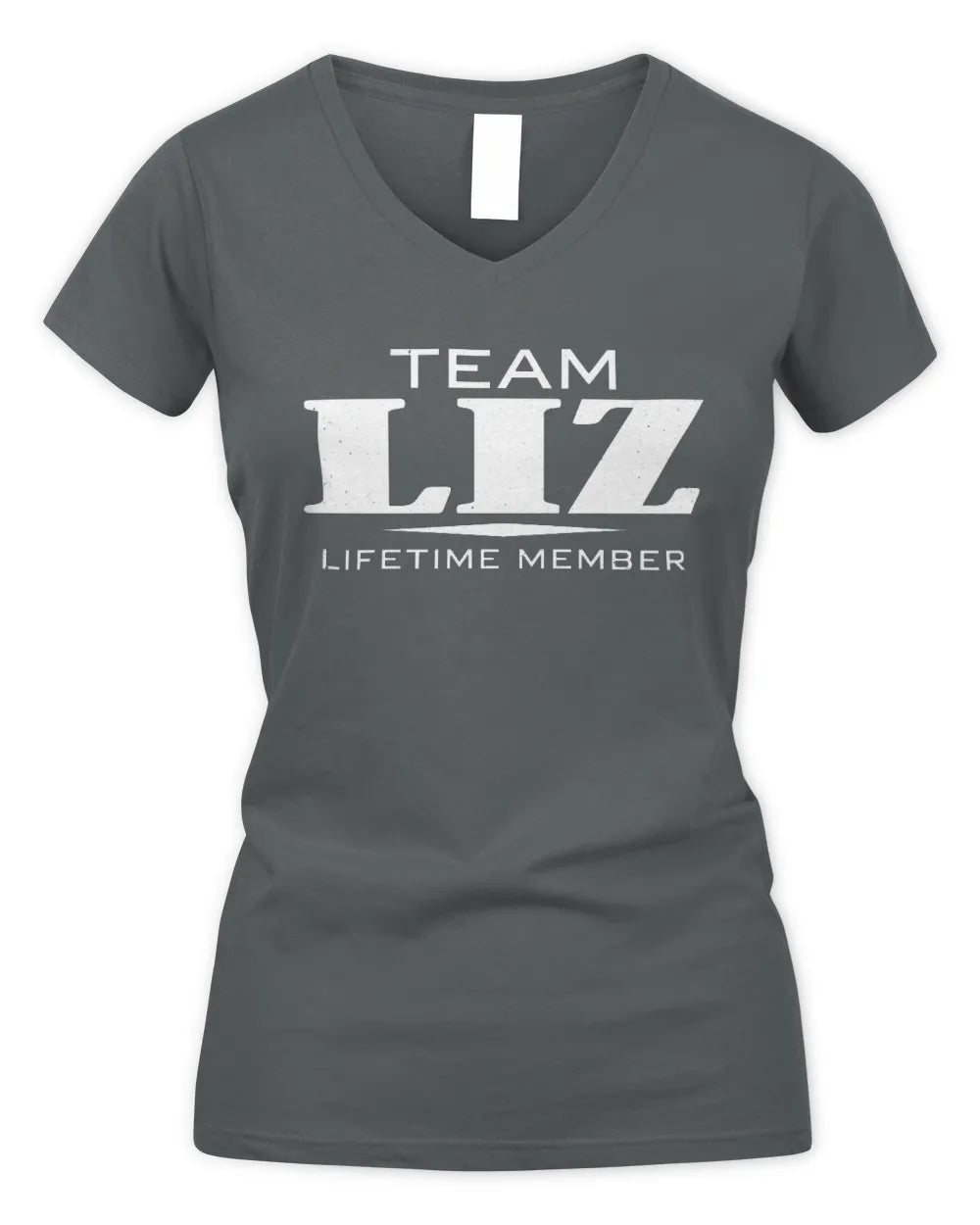 LIZ BL62-K4-128 - Personalized “Team NAME Lifetime Member” - Women's V-Neck T-Shirt - Charcoal
