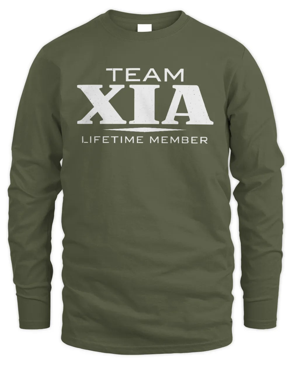 XIA BL62-K4-128 - Personalized “Team NAME Lifetime Member” - Men's Long Sleeved T-Shirt - Military Green