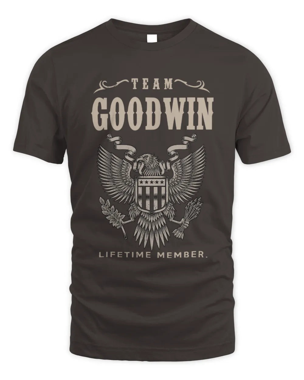 GOODWIN TP06-K82 – Personalized Classic Style Apparel “Team NAME Lifetime Member” - Unisex Standard T-Shirt - Dark Chocolate