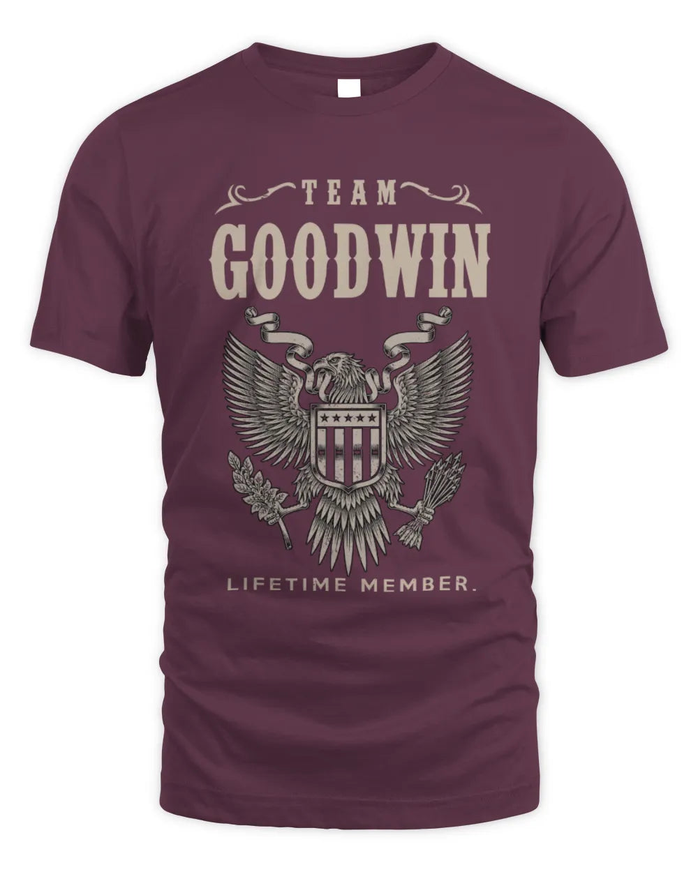 GOODWIN TP06-K82 – Personalized Classic Style Apparel “Team NAME Lifetime Member” - Unisex Standard T-Shirt - Maroon