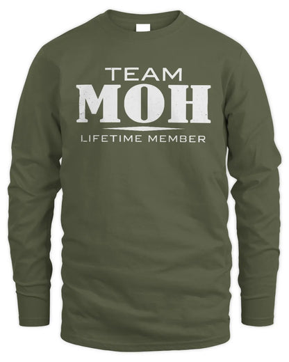 MOH BL62-K4-128 - Personalized “Team NAME Lifetime Member” - Men's Long Sleeved T-Shirt - Military Green