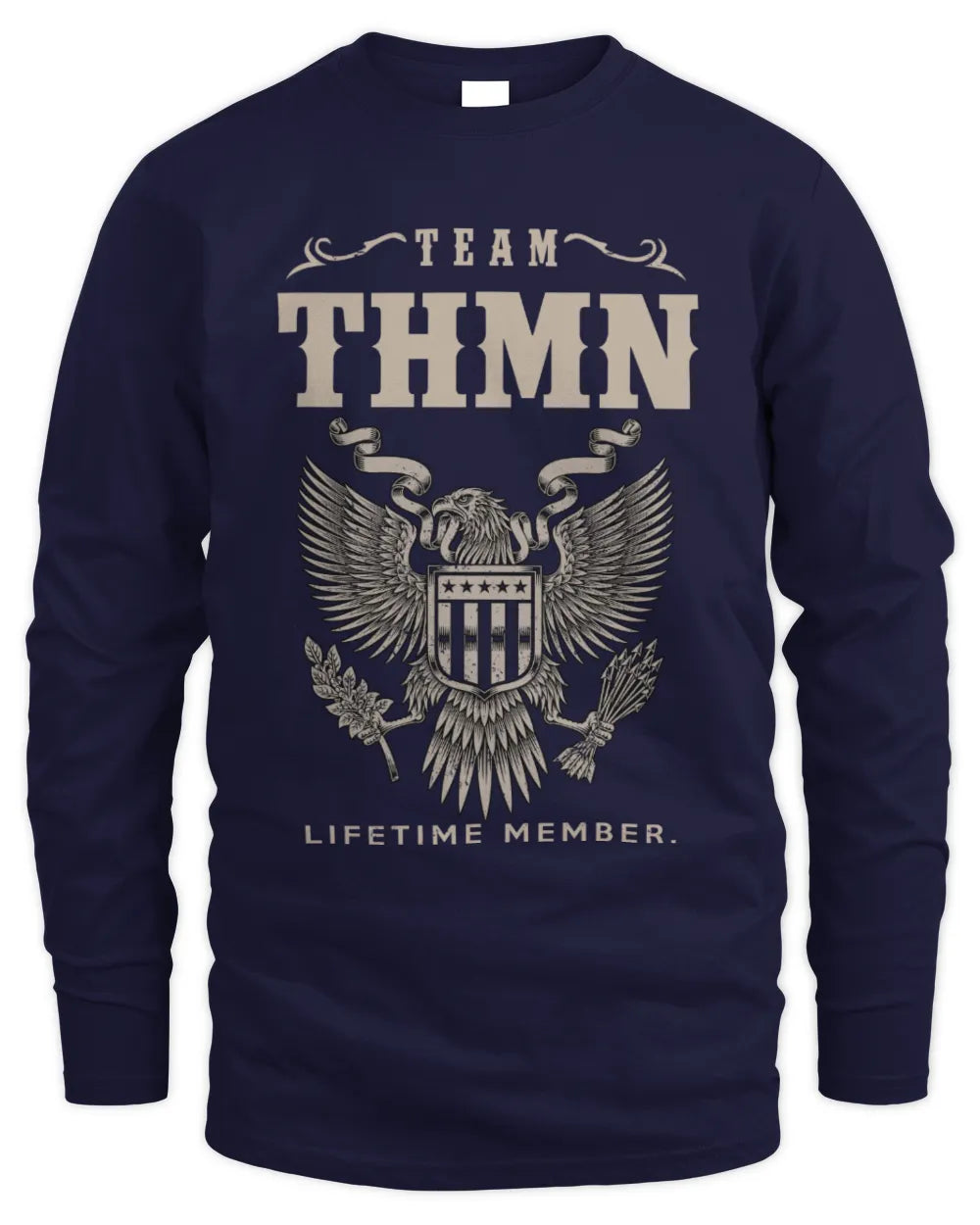 THMN TP06-K82 – Personalized Classic Style Apparel “Team NAME Lifetime Member” - Men's Long Sleeved T-Shirt - Navy