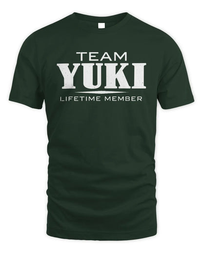 YUKI BL62-K4-128 - Personalized “Team NAME Lifetime Member” - Unisex Standard T-Shirt - Forest Green