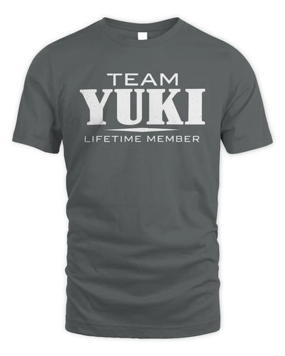 YUKI BL62-K4-128 - Personalized “Team NAME Lifetime Member” - Unisex Standard T-Shirt - Charcoal