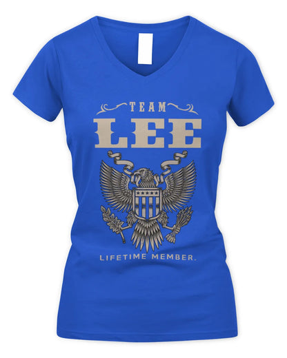LEE TP06-K82 – Personalized Classic Style Apparel “Team NAME Lifetime Member” - Women's V-Neck T-Shirt - Royal