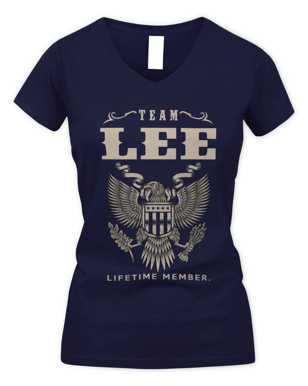 LEE TP06-K82 – Personalized Classic Style Apparel “Team NAME Lifetime Member” - Women's V-Neck T-Shirt - Navy