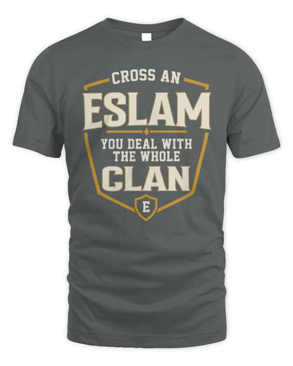 ESLAM NT1-K008 Cross A/An NAME, You Deal With the Whole Clan | Personalized Vintage T-Shirt - Unisex Standard T-Shirt - Charcoal