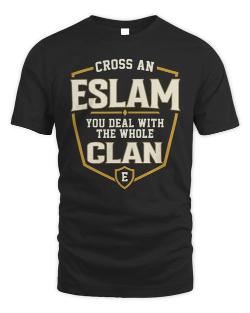 ESLAM NT1-K008 Cross A/An NAME, You Deal With the Whole Clan | Personalized Vintage T-Shirt - Unisex Standard T-Shirt - Black