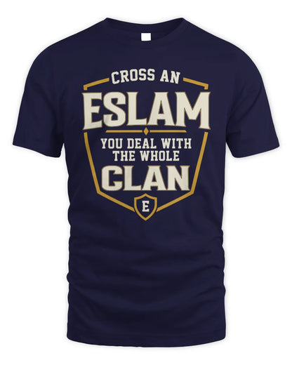 ESLAM NT1-K008 Cross A/An NAME, You Deal With the Whole Clan | Personalized Vintage T-Shirt - Unisex Standard T-Shirt - Navy