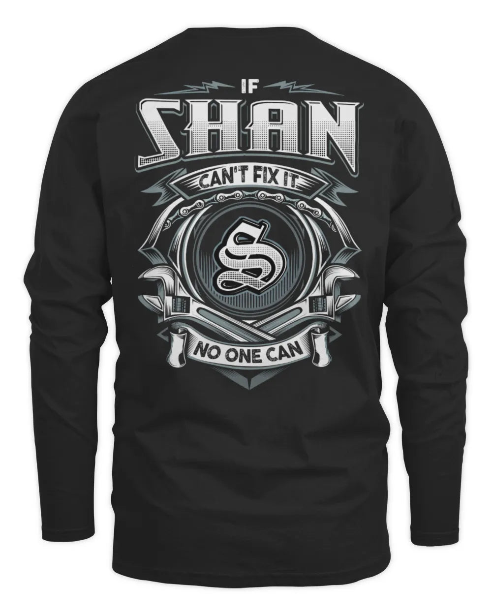 SHAN AP81-K4-626 - Personalized Ahmed Quote Apparel “If Ahmed Can't Fix It, No One Can” - Men's Long Sleeved T-Shirt - Black