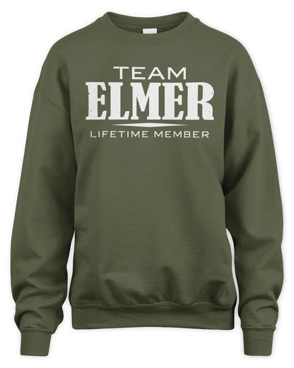 ELMER BL62-K4-128 - Personalized “Team NAME Lifetime Member” - Unisex Sweatshirt - Military Green