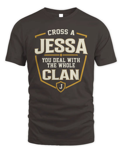 JESSA NT1-K008 Cross A/An NAME, You Deal With the Whole Clan | Personalized Vintage T-Shirt - Unisex Standard T-Shirt - Dark Chocolate
