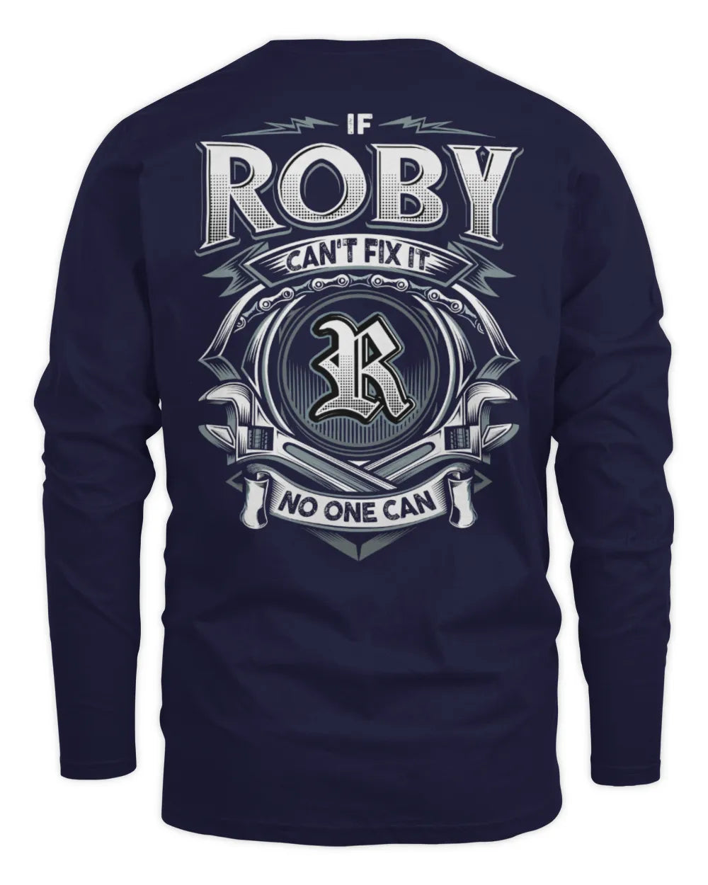 ROBY AP81-K4-626 - Personalized Ahmed Quote Apparel “If Ahmed Can't Fix It, No One Can” - Men's Long Sleeved T-Shirt - Navy