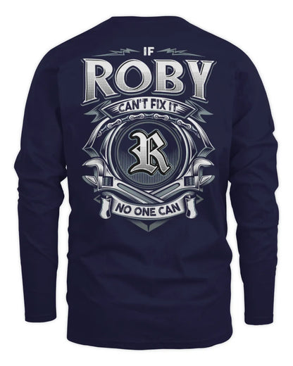 ROBY AP81-K4-626 - Personalized Ahmed Quote Apparel “If Ahmed Can't Fix It, No One Can” - Men's Long Sleeved T-Shirt - Navy