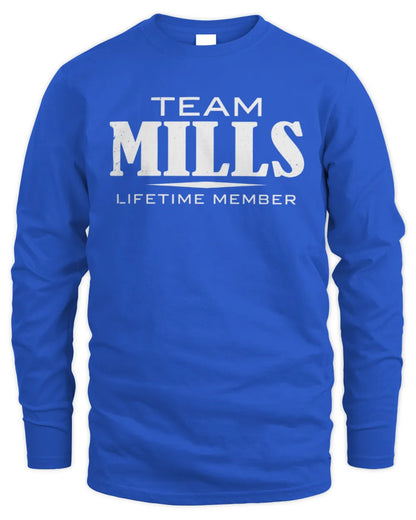 MILLS BL62-K4-128 - Personalized “Team NAME Lifetime Member” - Men's Long Sleeved T-Shirt - Royal