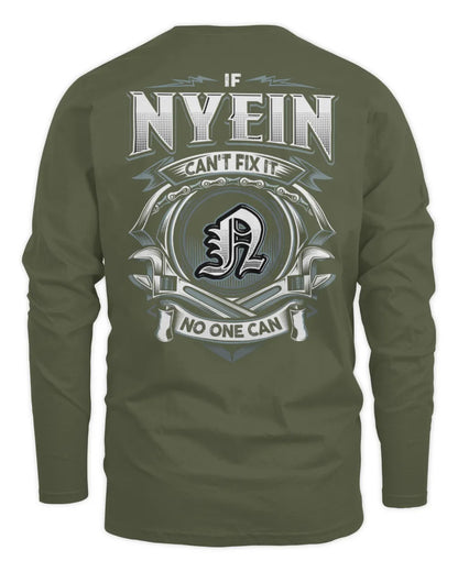 NYEIN AP81-K4-626 - Personalized Ahmed Quote Apparel “If Ahmed Can't Fix It, No One Can” - Men's Long Sleeved T-Shirt - Military Green