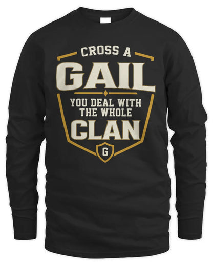 GAIL NT1-K008 Cross A/An NAME, You Deal With the Whole Clan | Personalized Vintage T-Shirt - Men's Long Sleeved T-Shirt - Black