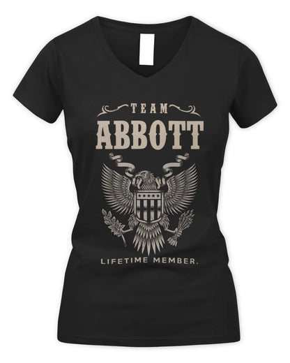 ABBOTT TP06-K82 – Personalized Classic Style Apparel “Team NAME Lifetime Member” - Women's V-Neck T-Shirt - Black