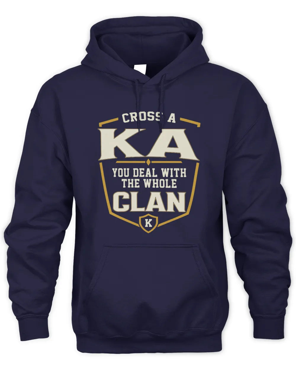 KA NT1-K008 Cross A/An NAME, You Deal With the Whole Clan | Personalized Vintage T-Shirt - Unisex Hoodie - Navy