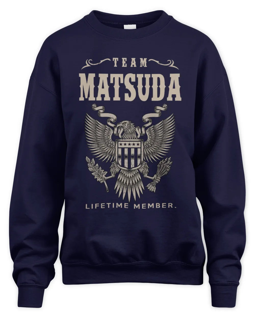MATSUDA TP06-K82 – Personalized Classic Style Apparel “Team NAME Lifetime Member” - Unisex Sweatshirt - Navy