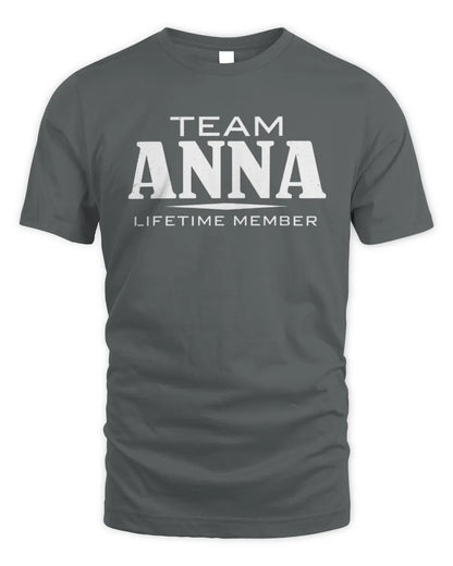 ANNA BL62-K4-128 - Personalized “Team NAME Lifetime Member” - Unisex Standard T-Shirt - Charcoal