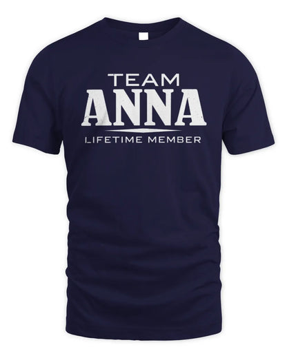 ANNA BL62-K4-128 - Personalized “Team NAME Lifetime Member” - Unisex Standard T-Shirt - Navy