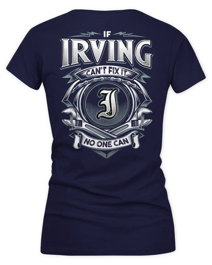 IRVING AP81-K4-626 - Personalized Ahmed Quote Apparel “If Ahmed Can't Fix It, No One Can” - Women's V-Neck T-Shirt - Navy