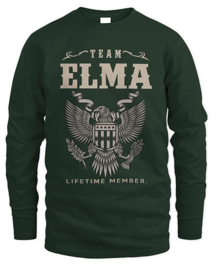 ELMA TP06-K82 – Personalized Classic Style Apparel “Team NAME Lifetime Member” - Men's Long Sleeved T-Shirt - Forest Green
