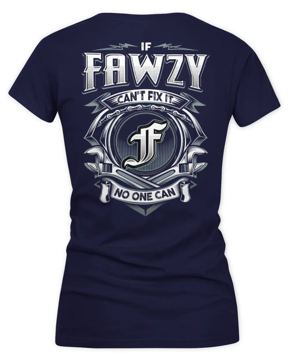 FAWZY AP81-K4-626 - Personalized Ahmed Quote Apparel “If Ahmed Can't Fix It, No One Can” - Women's V-Neck T-Shirt - Navy