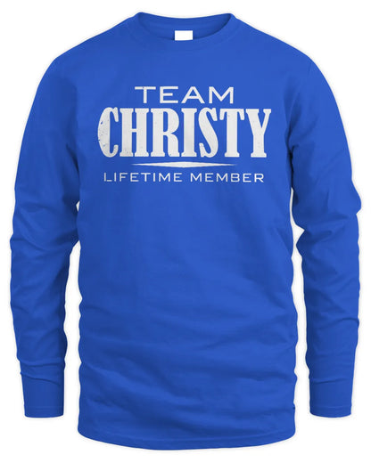 CHRISTY BL62-K4-128 - Personalized “Team NAME Lifetime Member” - Men's Long Sleeved T-Shirt - Royal