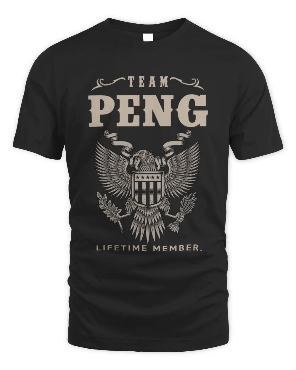 PENG TP06-K82 – Personalized Classic Style Apparel “Team NAME Lifetime Member” - Unisex Standard T-Shirt - Black