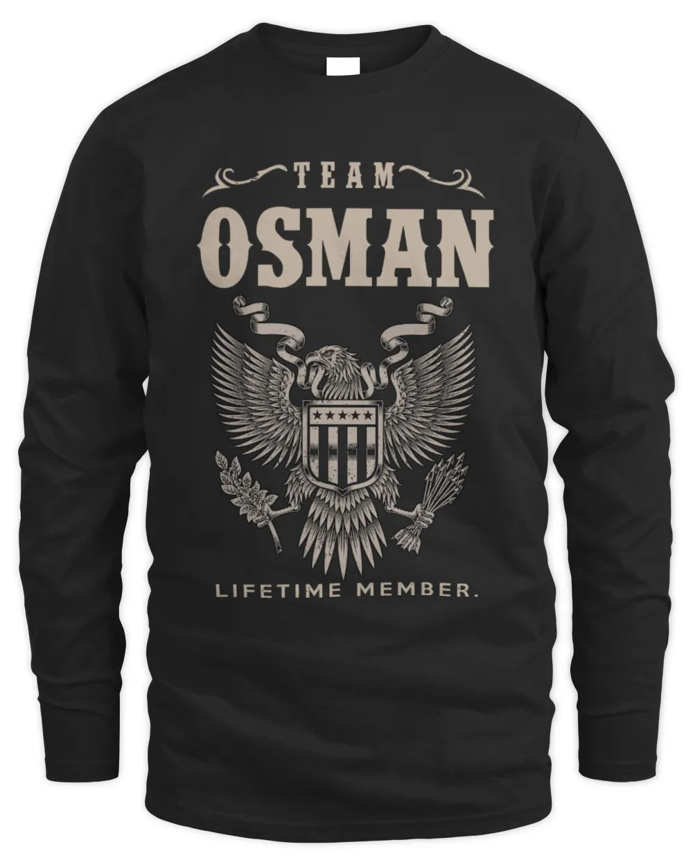 OSMAN TP06-K82 – Personalized Classic Style Apparel “Team NAME Lifetime Member” - Men's Long Sleeved T-Shirt - Black